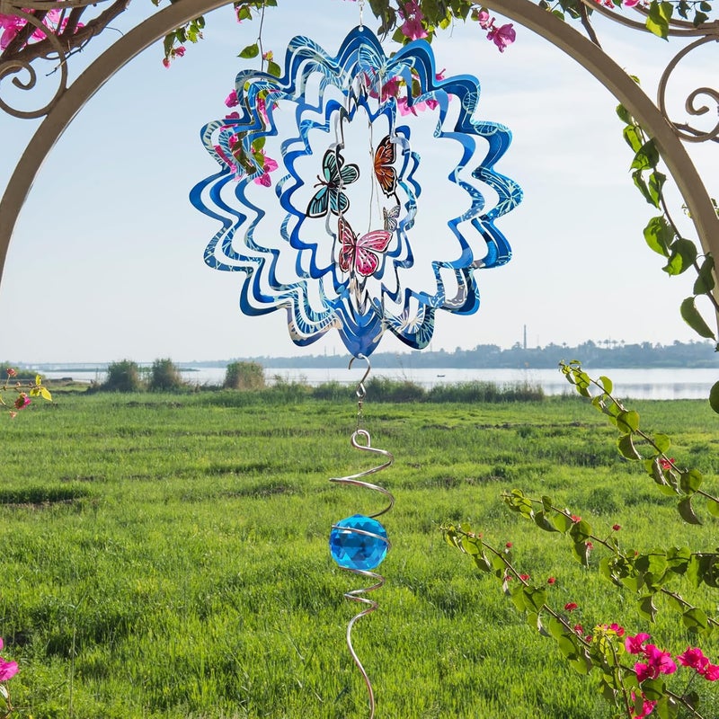 Eiryhope Butterfly Wind Spinner - 12inch Laser-Cut Stainless Steel Wind Spinners | 3D Kinetic Garden Decoration & Yard Art for Outdoor | Butterfly Gifts for Women, Mother, Wife, Grandma & Holidays - Image 3